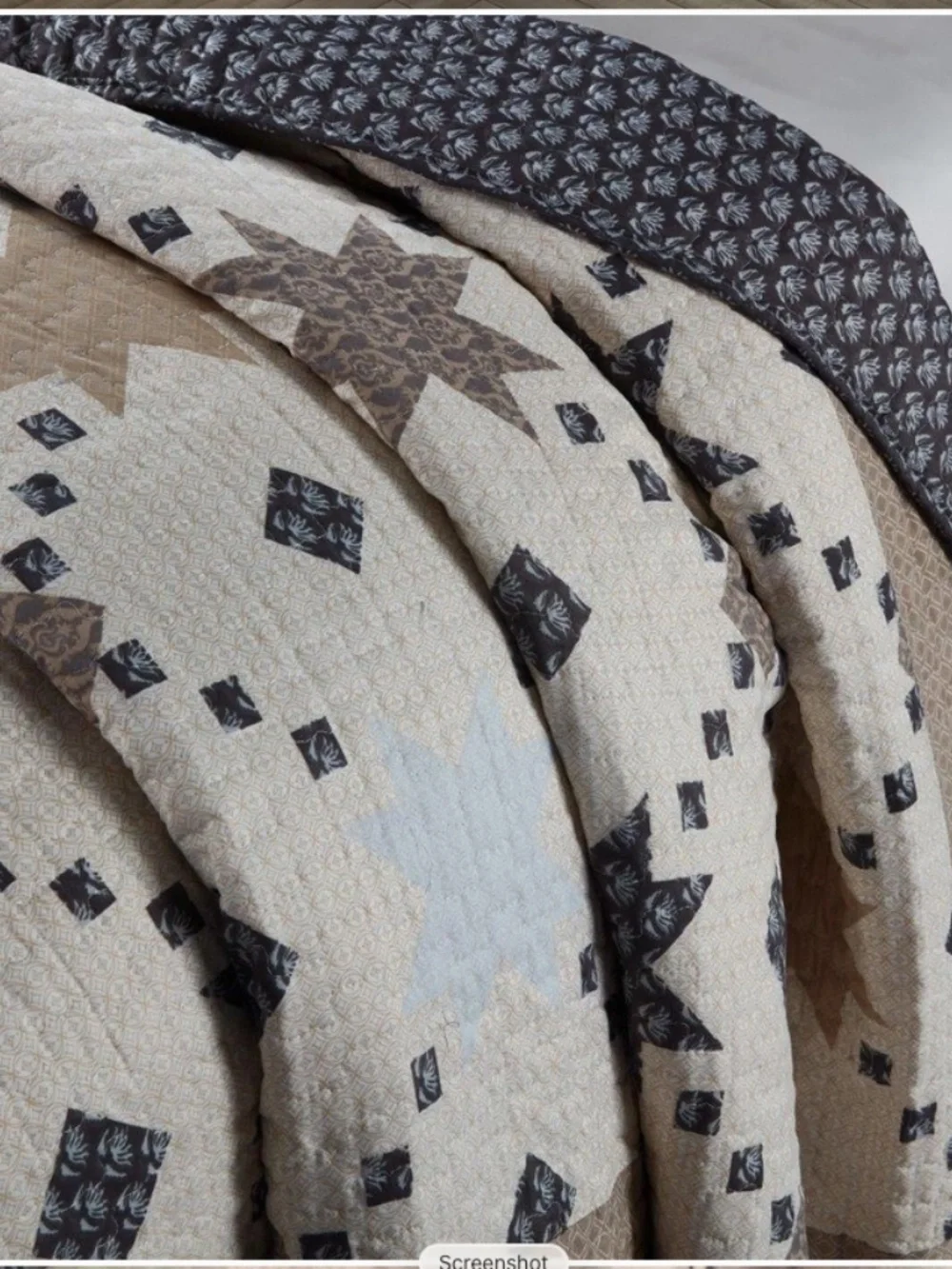Primitive Star Printed Queen Quilted Bed Set Cottage Farmhouse Rustic Country